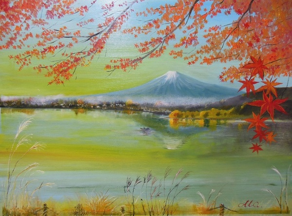 湖面に、映る富士山