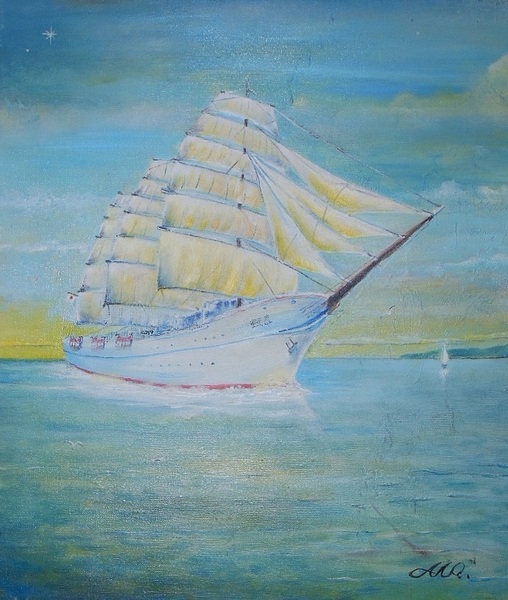 暁の帆船