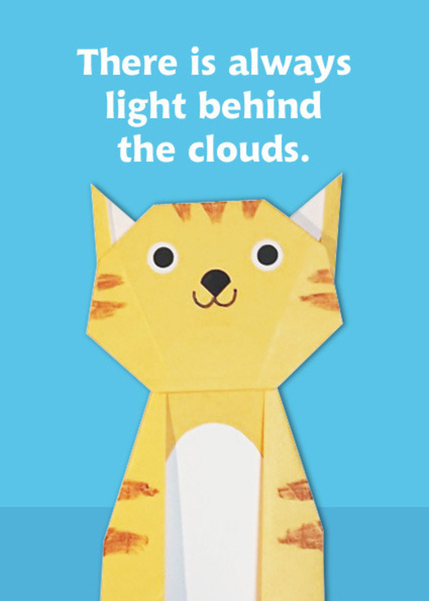 【折り紙でデザイン絵画】猫★雲の向こうには、いつも青空が広がっているんだよ。