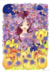 작품명:「Flower, snake and girl」 작가명:「marutsu」 코멘트:「手描きの絵にデジタル彩色したものです」 ART-Meter