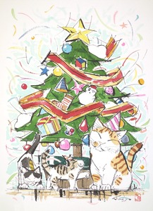작품명:「Tree cat」 작가명:「n.kingyo」 코멘트:「猫と一緒にクリスマスを楽しくにぎやかに。リアルさなんか考えず思いっきり描きました。」 ART-Meter