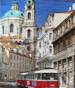 작품명:「St. Nicholas Church and tram」 작가명:「kamekoen」 코멘트:「青空のもと、美しい市街地に原色のトラムが華やかさを加えています。」 ART-Meter