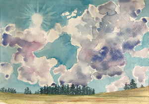 작품명:「summer sky at hokkaido」 작가명:「Canako」 코멘트:「旅先で見たダイナミックな風景が懐かしく思い出されます。ひろびろとした空と大地は小さな悩みも吹き飛ばしそう。色合いは多少異なります。」 ART-Meter