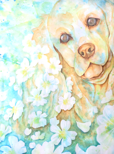 작품명:「flower dog」 작가명:「mai」 코멘트:「鼻を纏ったアメリカンコッカースパニエルです。
癒しと幸せを願う気持ちを込めて描いています。」 ART-Meter