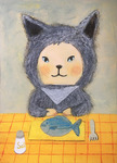 「the cat(?) have a lunch」