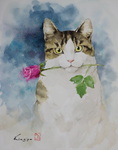 「Cat and rose」